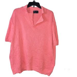 ASOS DESIGN midweight knit notch neck polo shirt coral medium‎